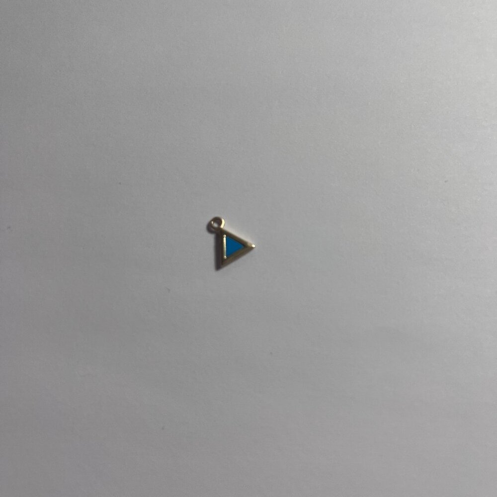 14K Yellow Gold and Turquoise Triangle Hoop Charm